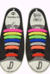 Fashion Unisex Shoelaces Elastic Silicon Shoe Ties 8 Colori Laces Lazy Adabili Shoelamenti piatti DHL 1983302