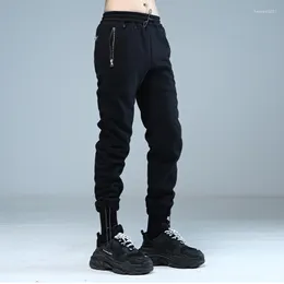 Men's Pants Hong Kong Fashion Brand Men's Individual Drawstring Pleated Slim Leggings Wool Casual Tapered With Small Feet