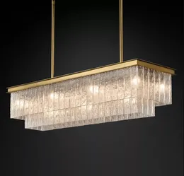 Glace Rectangular Chandeliers Pendant Lamps Modern Brass Chrome Metal LED Ceiling Light Lustre Bedroom Living Room Dining Luminaire