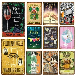 Tiki Bar Surf Club Cocktail Metal m￥lning Party Decor Beer Wine Metal Poster Tenn Signs Whisky Plate Vintage Wall Art Advertising Plack 20cmx30cm Woo Woo