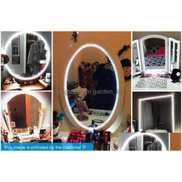 LED -remsor LED Makeup Mirror Strip Light 13ft 4m 240LEDS Vanity Lights Kit för bordsuppsättning med Dimmer S Shape Drop Delivery Lighting H DH136