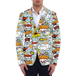Мужские костюмы Пиджаки Мужские пиджаки с 3D-принтом граффити для мальчиков Костюм оверсайз Модные летние мужские повседневные офисные куртки Harajuku уличная одежда 221128