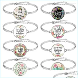 Charm armband 8 st/pack bibelvers armband sier färg 25mm konstglas kupol skrift kristen smycken tro gåva dhgarden dhtlk