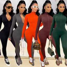 Autumn Winter Women's Clothes Jumpsuit Fashion Sports Leisure Tight Long Sleeve Pants Legging byxor Jumpsuits bodysuit för Woman S -xxl