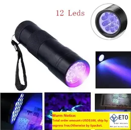 LED UV Flashlight 400nm 21leds Ultra Violet Mini Torch Scorpion Pet İdrar Alanları Dedektörü Kullanım Pil Algılama Ultraviyole Işık