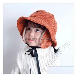 Tuzak şapkaları Koreli çocuk balıkçı şapkası sıcak kulak kapağı yumuşak ve çok yönlü lei feng çocuklar için desen dağıtım moda aksesuarları şapka dhijs
