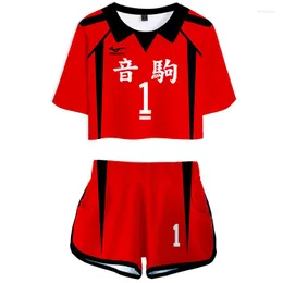 Women's Tracksuits Anime Haikyuu Cosplay Costume Two Piece Set Woman Tracksuit Summer Thin Top And Shorts Streetwear Fashion Pullover