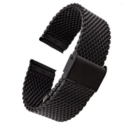 Watch Bands 20mm 22mm Solid Milanese Mesh Stainless Steel Strap With Hook Buckle Classic Black Unisex Band Straps 2.0cm 2.2cm