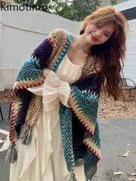 Kvinnors tröjor kimotimo chic Tassel Scarf Vest Women Autumn Winter Design Löst tröja Koreansk etnisk stil Rureway Streetwear J220915