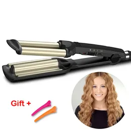 Curling Irons Hair Crimper Iron Ceramic Crimpers Wavers Curler Wand Fast Heating 3 Barrels Waver Tools Corn Types of 221012