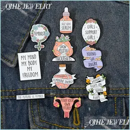 Pins Broschen Zitate Frauen Power Emaille Pins Energie Brosche Flasche Selbstliebe Die Zukunft ist weiblich Mädchen Unterstützung Schmuck Geschenk Dhgarden Dhgxu