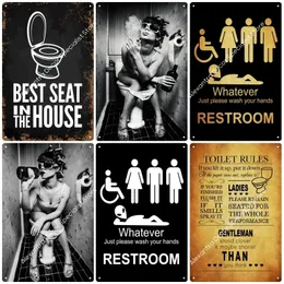 Man Lady Funny WC Sign Metal Painting Toilet Plate Tin Plaque KTV Bar Restroom Bathroom Wall Decor Mural Home Decoration 20cmx30cm Woo