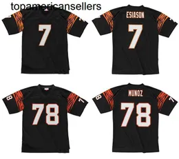 스티치 풋볼 저지 7 Boomer Esiason 78 Anthony Munoz 1989 레트로 럭비 유니폼 남성 여성 청소년 S-6XL