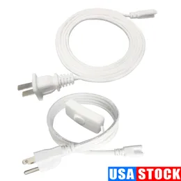 T5 T8 3pin Connector kabel Przełącznik przedłużacza do zintegrowanych rur LED zasilanie z wtyczką US 1ft 2 stóp 3,3 stopy 5 stóp 6 stóp 6,6 stóp 100 opakowań Crestech