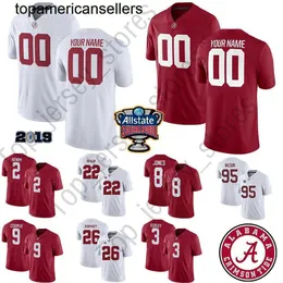 Изготовленная на заказ футболка Alabama Crimson Tide большого размера с любым именем, номером 22, Марк Ингрэм 8 Хулио Джонс 2 Деррик Генри 9 Амари Купер Футбольная майка колледжа