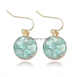 Dangle Chandelier Fashion Round Drop Dangle Blue Resin Earrings For Women Luxury Shell Charm Earings Boho Jewelry Aretes De Mujer Dhozd