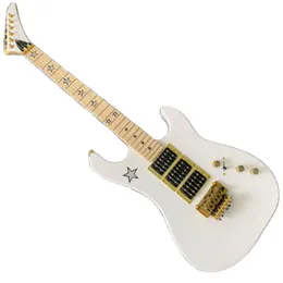 LvyBest Chinese Electric Guitar White Color Duplex Tremolo System 3 Pickups Stars Fret incrustações