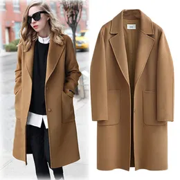 Women's Wool Blends Casual en Coat Spring Autumn Large Size Loose Blend Winter Jacket Long Sleeve Overcoats 5XL W384 221129