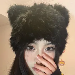 Beralar Peluş Panda Hat Ear Beanie Sahte Kürk Ayı Küçük Şeytan