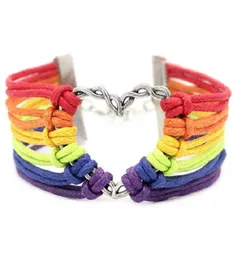 Bandeira do arco -íris pulseiras de orgulho gay lgbt charme coração trançado corda pulseira