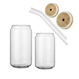 Su Şişeleri 12oz 16 oz boş süblimasyon cam bira kupaları bambu kapak su şişesi buzlu mason kavanoz temiz fincan cola CAN 496 D3 D DHADC