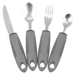 Dinnerware Sets 3/4/5pcs Elderly Eating Utensils Adaptive Kit Built Cutlery Up Bendable Spoon Handicapped Fork For Parkinsons