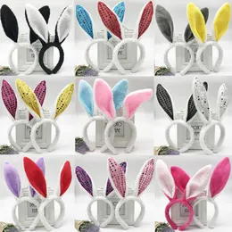 Easter Party Rabbit Ears Hairband Plush Hair Glitter Bunny Ears Hairs Accessories Spring Event Supply Baby Girl Gifts