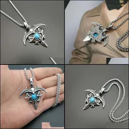 Pendant Necklaces Punk Retro Stainless Steel Turquoises Gesar Eagle Pendants For Men Rock Jewelry Drop Delivery Necklaces Dhgarden Dhtbn