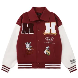 Vestes pour hommes Vintage Lettre Broderie Hommes Femmes Patchwork Oversize Outwear Streetwear Hip Hop Baseball College Bomber Manteaux 221129