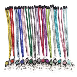 Keychains Neck Bling Rhinestone Lanyard Retractable Strap Badge Reel Phone Key Holder Sweater Chain Long Pendant Necklace Glitter Desiger