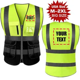 Customized Your Text Reflective motocycle Safety Vest Hi Visibility Construction Work Uniform Security ANSI Class 2