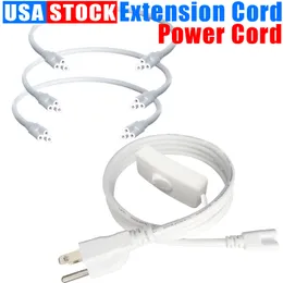 T5 T8 Conector Power Switch Cord LED Tubes Extensão com Swith Plug On/Off US Plug 1ft 2ft 3,3ft 4ft 5ft 6f