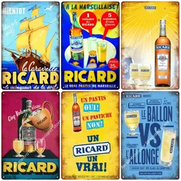 Ricard Retro Metal Painting Whisky Belgium Beer Plaque Metal Wall Decor Vintage Poster Plates Man Cave Shabby Chic 20cmx30cm Woo