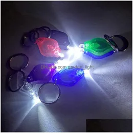 UV -lichten Mini Keychain LED zaklamp Promotie Geschenken Torch Lamp sleutelring Licht Wit Paarse flits Traviolet Drop Lever DhkrW