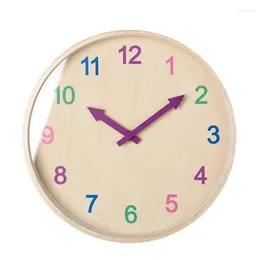벽 시계 시계 나무 현대 귀여운 어린이 조용한 침실 나무 바늘 부엌 시계 홈 장식 호 로게 벽화 선물