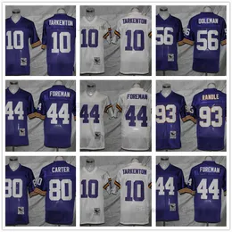 NCAA Vintage Foobtall 10 Fran Tarkenton Trikot 56 Chris Doleman 44 Chuck Foreman 80 CRIS CARTER 93 John Randle Trikots Fußballtrikot