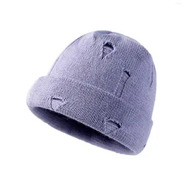Berretti da baseball Cappello strappato unisex da esterno Moda Berretto da baseball casual lavorato a maglia in lana solida Cappelli a misura di faro