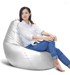 Chair Covers Silver Color Lazy Sofa Fashion Comfortable Living Room Leather Bean Bag Simple - Cover Only No Filler