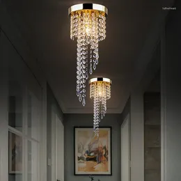 Plafoniere Modern Lustre LED Lampadario in cristallo trasparente Apparecchio di illuminazione Lampada a sospensione Cristalli per soggiorno cucina corridoio domestico