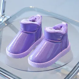 Boots Baby Girls Casual Snow Versatile Winter Korean Style Purple Simple Waterproof Kids Fashion Boys Round-toe Ankle 221129