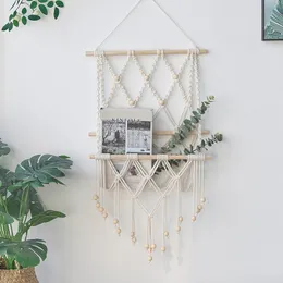 Новинка предметы Macrame Книжная полка декор настенная полка Boho Home Decor Hanging Shelf Wall Book Sweeff Журнал стойка эстетическая комната украшения полки 221129