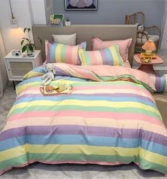 Zestawy pościeli z zestawem Rainbow Cartoon wydrukowane łóżko pościel Dorosłe dzieci dzieci 4in1 3in1 Arkusz z podwójną poduszką na poduszce przez cały sezon 221129