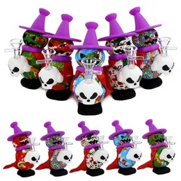 Christmas Snowman Smoking Pipes Unique Style Glass Silicone Pipes Tobacco Hand Pipe Oil Burner Bubbler Small Dab Rigs With Bowl