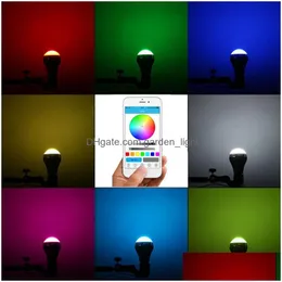 Żarówki LED Smart BB Wireless Bluetooth Music o głośniki BBS 12w E27 LED RGB światło kolor kolorów za pośrednictwem sterowania aplikacją lampy dostawy Dhipz