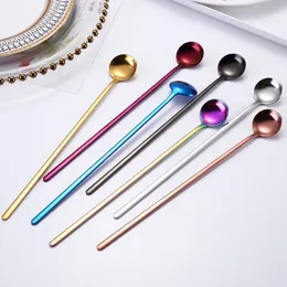 Long Handle Coffee Tea Stir Spoon Stainless Steel Cocktail Stirring Spoons Dessert Scoop Cafe Kitchen Accessory wholesale