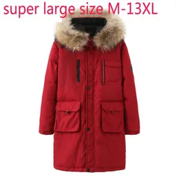 Herren Westen Mode Hohe Qualität Männer Lange Daunenjacke Super Große Pelz Kragen Dicke Xlong Lose Beiläufige Plus Größe M10XL 11XL 12XL 13XL 221129