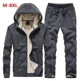 Mens Tracksuits Cashmere Overdimasy Hooded Tracksuit Winter Thicken Streetwear Hoodie Set Unisex Sweatpant Leisure Jogging Suit Women 221130