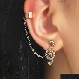 Stud Fashion Jewely Single Piece Ear Clip Retro Metal Hole Stud Earring Tassel Long Chain Geometric Earrings Drop Delivery Dhyqo