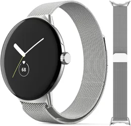 Do Google Watch Milanese Pasps z magnetycznym zapięciem ze stali nierdzewnej metalowe opaski pętli sportowej kompatybilne z pikselowym smartwatchem