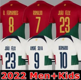 Portugal 2022-23 Jerseys de futebol tailand￪s Dalot Pepe Ruben Dias Raphael Palhinha Ronaldo B.Fernandes Andre Silva Bernardo Joao Felix Danilo Men Jersey